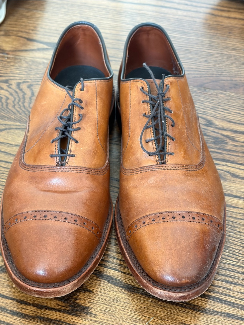 Allen Edmonds Tan Leather Cap-Toe Oxfords